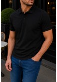 Erkek Siyah Basic Polo Yaka Pike Tişört