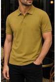 Erkek Yağ Yeşili Basic Polo Yaka Pike Tişört