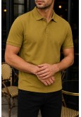 Erkek Yağ Yeşili Basic Polo Yaka Pike Tişört