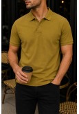 Erkek Yağ Yeşili Basic Polo Yaka Pike Tişört