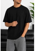 Erkek Siyah Oversize Basic Bisiklet Yaka Tişört